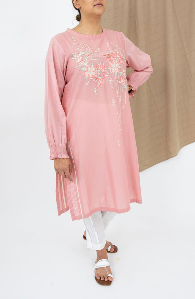 Limelight Tea Pink Embroidered Lawn Shirt