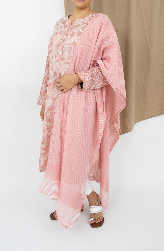 Limelight Pink Embroidered Thai Silk Suit