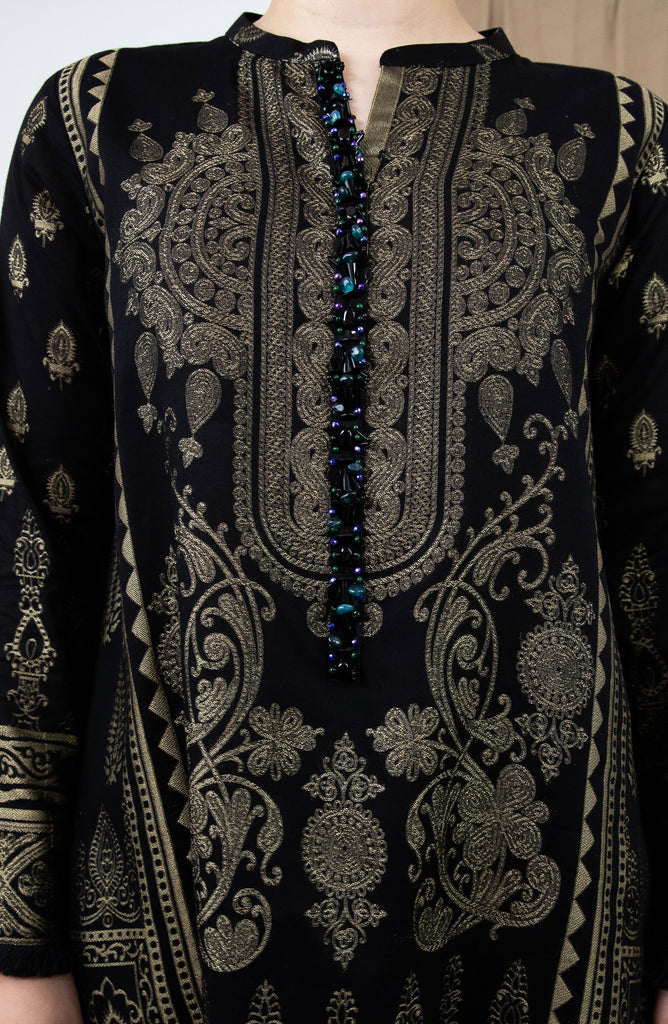 Limelight Black Embellished Jacquard Shirt