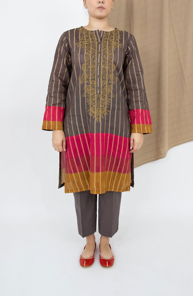 Limelight Brown Embroidered Jacquard Suit